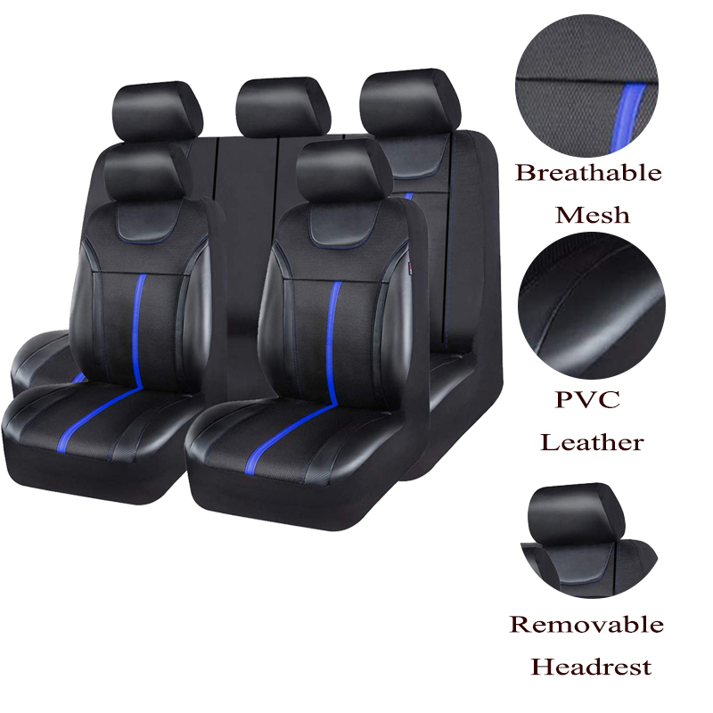 AUTOKING PU Leather And Mesh C - Leather Car Seat Covers Full Set Universal ulasan dan harga
