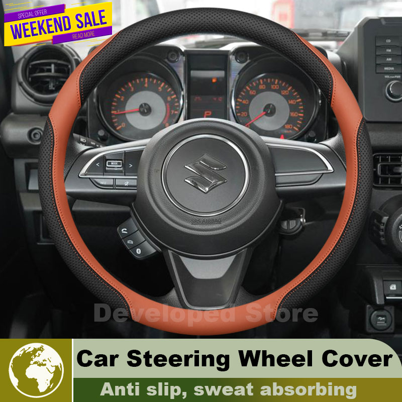 Leather Car Steering Wheel Cov - Car Steering Wheel Cover Anti Slip Breathable ulasan dan harga