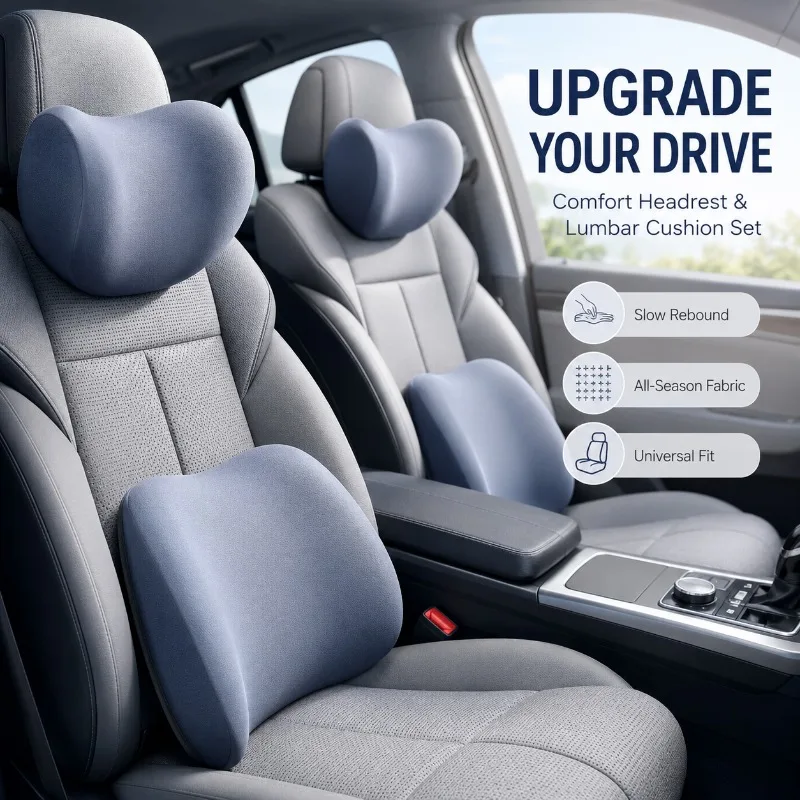 Car Neck Pillow Protector Memo - Memory Foam Car Neck Pillow Lumbar Support ulasan dan harga