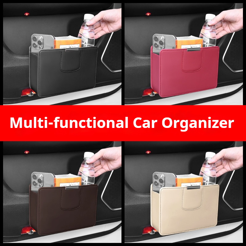 Car Trash Can Hanging Leather  - Waterproof Car Trash Can With Lid ulasan dan harga