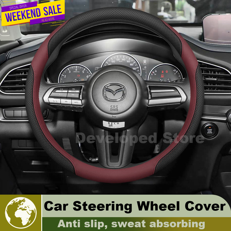 Leather Car Steering Wheel Cov - Car Steering Wheel Cover Anti Slip Breathable ulasan dan harga