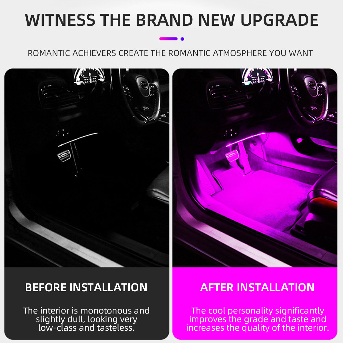 2/4in1 Neon 12/18 LED Car Inte - Led Ambient Interior Car Lights App Control ulasan dan harga