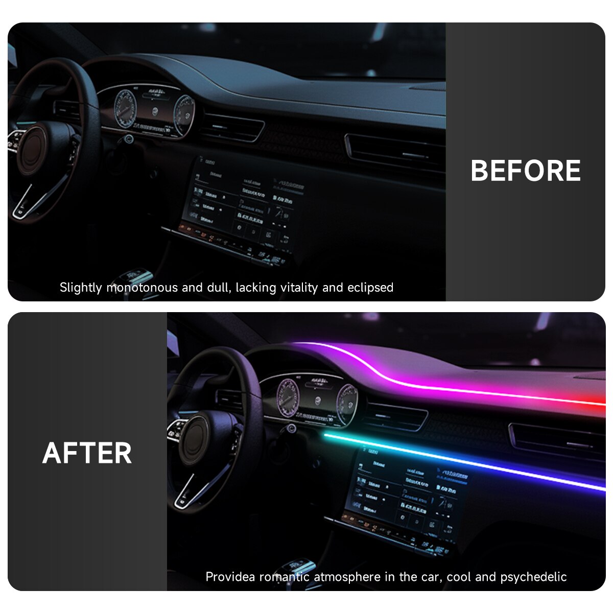 Car LED Ambient Light USB 64 C - Led Ambient Interior Car Lights App Control ulasan dan harga