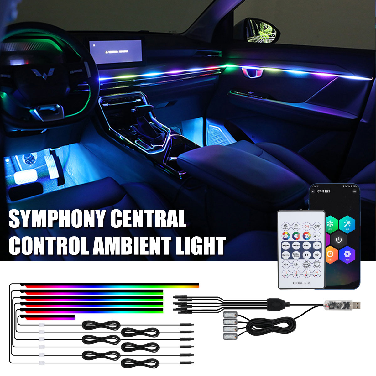 Universal Symphony Car Ambient - Led Ambient Interior Car Lights App Control ulasan dan harga