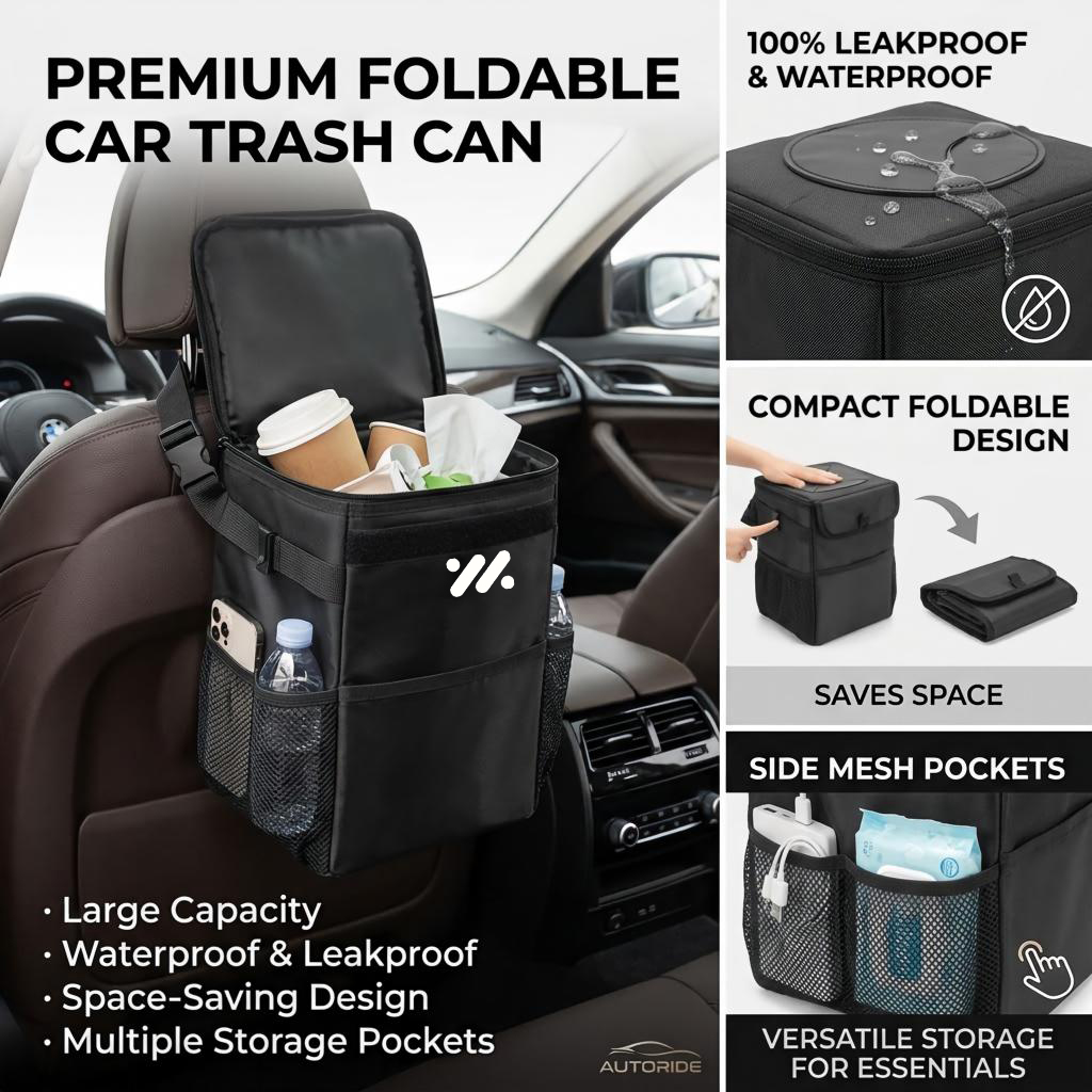 Waterproof car trash can stora - Waterproof Car Trash Can With Lid ulasan dan harga
