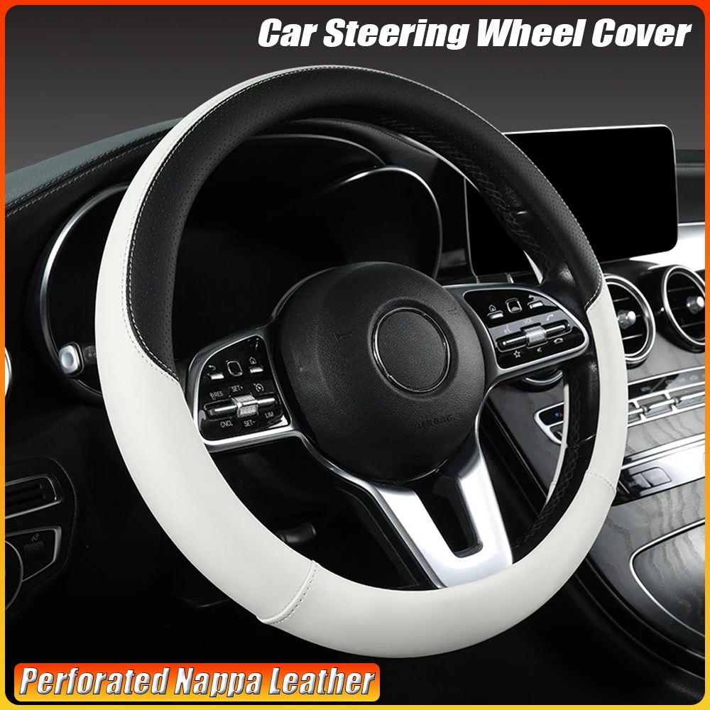 Perforated Nappa Leather Car S - Car Steering Wheel Cover Anti Slip Breathable ulasan dan harga