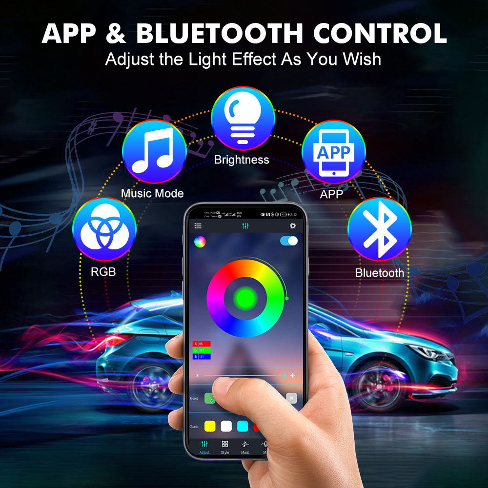 Neon LED Interior Car Light AP - Led Ambient Interior Car Lights App Control ulasan dan harga